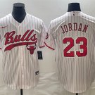 Men's Chicago Bulls #23 Michael Jordan White Pinstripe Cool Base Stitched Jersey