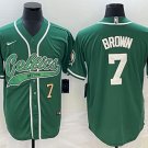 Men's Boston Celtics #7 Jaylen Brown Green With Patch Cool Baseball Jersey