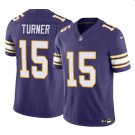 Any Size Vikings #15 Dallas Turner Vapor 2024 F.U.S.E. Retro Limited Jersey Purple