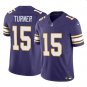 Any Size Vikings #15 Dallas Turner Vapor 2024 F.U.S.E. Retro Limited Jersey Purple