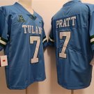 Mens Tulane Green Wave #7 Michael Pratt Blue College Football Game Jersey
