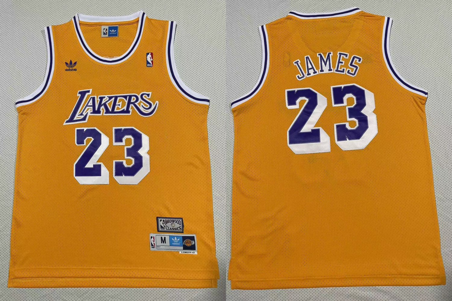 Men's Mitchell & Ness Lakers #23 LeBron James Hardwood Classic Jersey Gold
