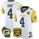 Men's Green Bay Packers #4 Brett Favre White 2024 F.U.S.E. 13 Time World Champions Patch Jersey