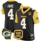 Men's Green Bay Packers #4 Brett Favre Black 2024 F.U.S.E. 13 Time World Champions Patch Jersey