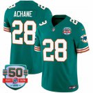 Men's Miami Dolphins #28 De'Von Achane Aqua F.U.S.E With 50th Perfect Season Patch Jersey