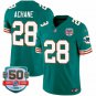 Men's Miami Dolphins #28 De'Von Achane Aqua F.U.S.E With 50th Perfect Season Patch Jersey