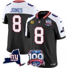 Men's New York Giants #8 Daniel Jones Black 2024 F.U.S.E. With 4-Star C Patch 100th Season Jersey