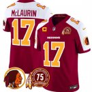 Men's Washington Redskins #17 Terry McLaurin Burgundy/White 2024 F.U.S.E. 75th Patch Jersey