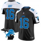 Men's Detroit Lions #16 Jared Goff Black/White F.U.S.E. 2024 Michigan Patch Vapor Limited Jersey