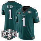 Men's Philadelphia Eagles #1 Jalen Hurts Green 2024 NFC East Champions With 3-Star C Jersey