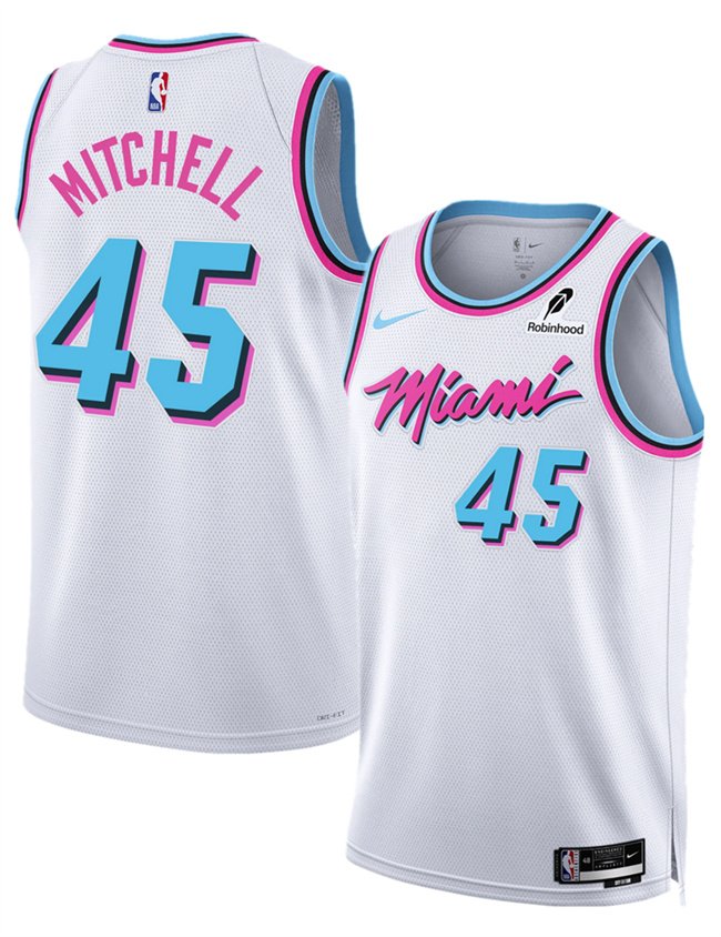 Men's MIA #45 Davion Mitchell White 2025 City Edition Stitched Player Jersey
