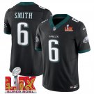 Men's Philadelphia Eagles #6 DeVonta Smith Black 2025 Super Bowl LIX Patch Jersey