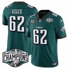 Men's Philadelphia Eagles #62 Jason Kelce Green 2024 New NFC East Champions Jersey