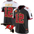 Men's Tampa Bay Buccaneers #12 Tom Brady Black With Florida Patch Gold Trim Vapor Jersey