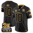 Men's Denver Broncos #10 Bo Nix Black/Gold F.U.S.E. 3-Time Champions Patch And 1-star C Jersey