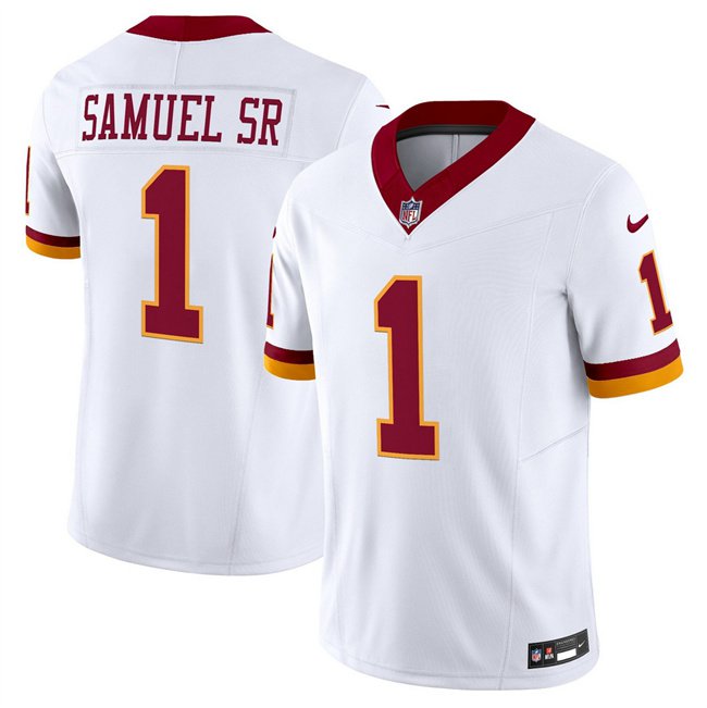 Men's Washington Commanders #1 Deebo Samuel Sr. White 2025 F.U.S.E. Throwback Vapor Jersey