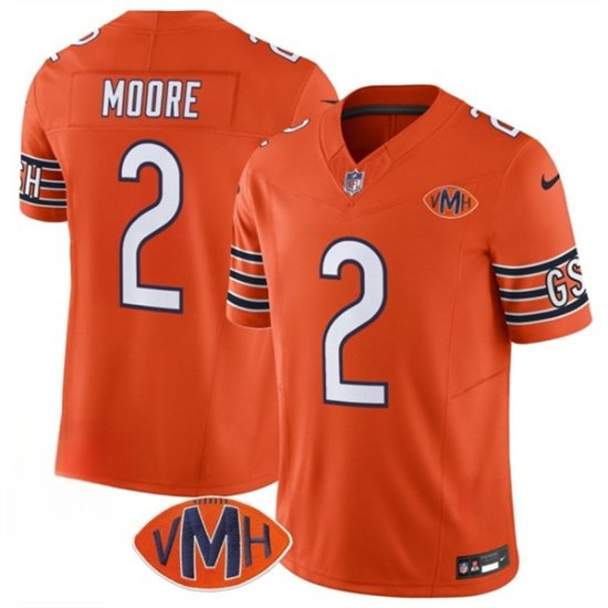 Men's Chicago Bears #2 D.J. Moore Orange 2025 F.U.S.E. With VMH Patch Vapor Jersey