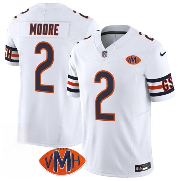 Men's Chicago Bears #2 D.J. Moore White 2025 F.U.S.E. With VMH Patch Vapor Untouchable Jersey