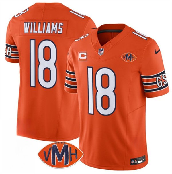 Men's Chicago Bears #18 Caleb Williams Orange 2025 F.U.S.E. With 1-Star C Patch And VMH Jersey