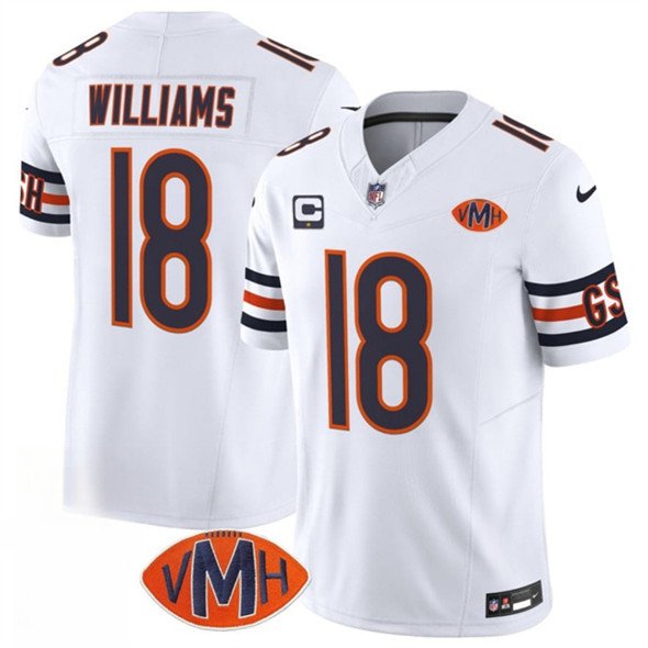 Men's Chicago Bears #18 Caleb Williams White 2025 F.U.S.E. With 1-Star C Patch And VMH Jersey