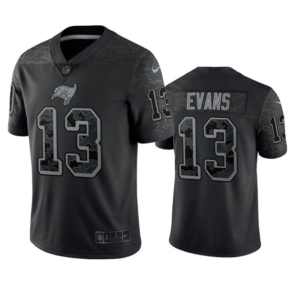 Men's Buccaneers #13 Mike Evans Black Reflective Limited Stitched Jersey
