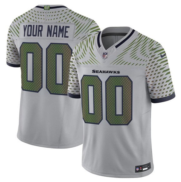 Men's Seattle Seahawks Active Player Custom Gray 2025 F.U.S.E. &acirc;��Rivalries&acirc;�� Vapor Jersey