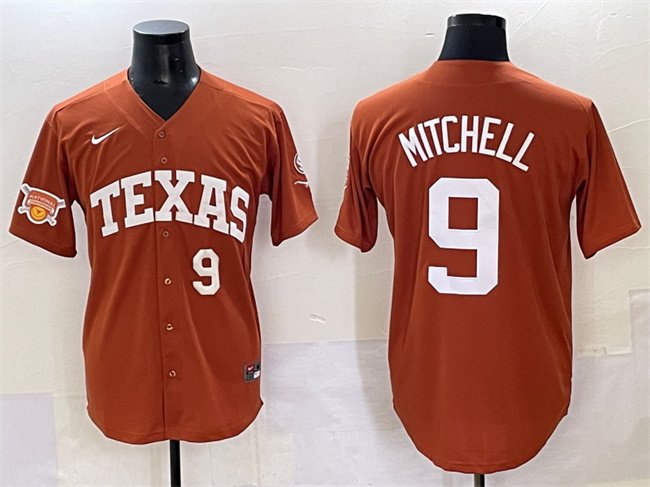 Men's Texas Longhorns #9 Joley Mitchell Orange 2025 Softball National Champions Jersey