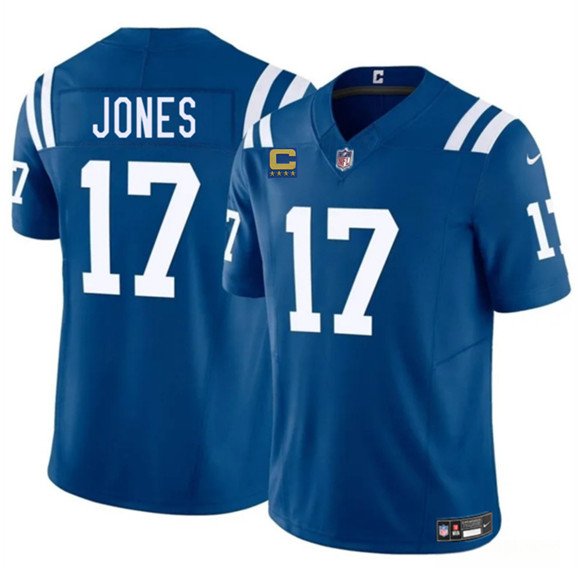 Men's Indianapolis Colts #17 Daniel Jones Blue 2025 F.U.S.E. With 4-Star C Patch Jersey