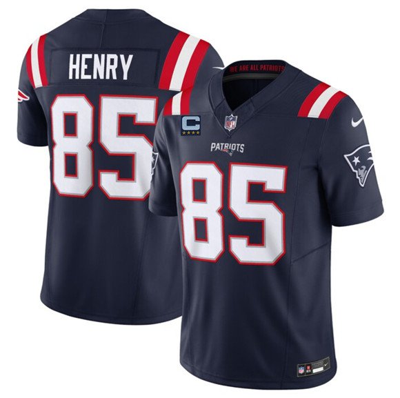 Men's NE #85 Hunter Henry Navy 2025 F.U.S.E. With 4-Star C Patch Vapor Jersey