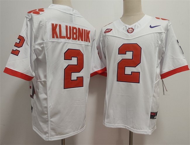 Men's Clemson Tigers #2 Cade Klubnik White F.U.S.E. Stitched Stitched Jersey