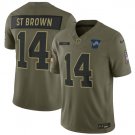 Detroit Lions #14 Amon-Ra St. Brown Olive 2025 Salute to Service Limited Football Stitched Jersey