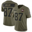Kansas City Chiefs #87 Travis Kelce Olive 2025 Salute to Service Limited Football Stitched Jersey