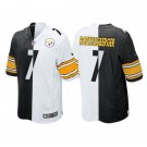 Mens Pittsburgh Steelers #7 Ben Roethlisberger White Black Split Two Tone  Jersey