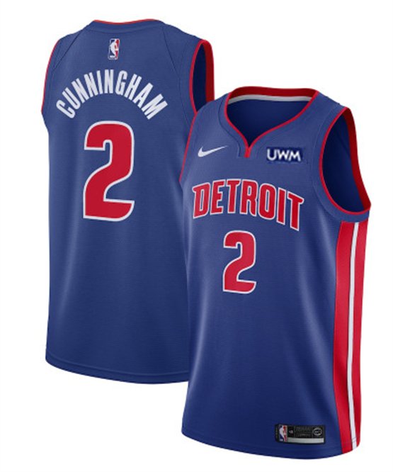 Pistons #2 Cade Cunningham Jersey Blue