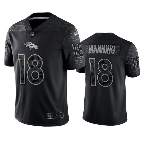 Denver Broncos #18 Peyton Manning Black Reflective Limited Jersey