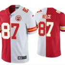 Men’s Kansas City Chiefs #87 Travis Kelce Red & White Split Limited Stitched Jersey
