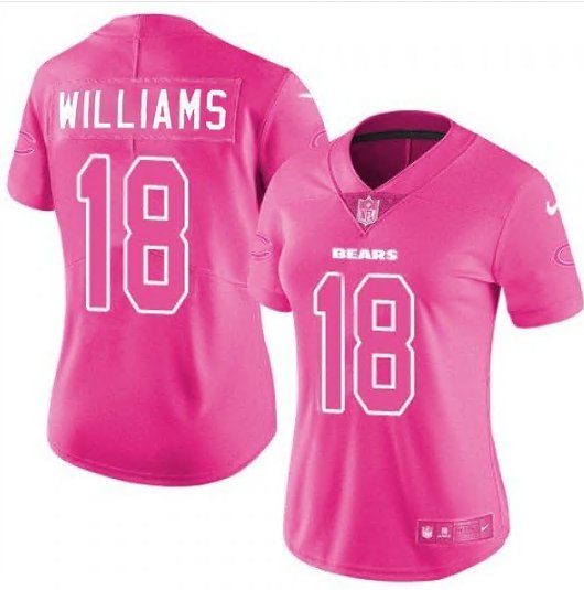 Women's Chicago Bears #18 Caleb Williams Pink Fashion Limited Stitched Jersey