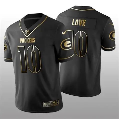 Green Bay Packers Jordan Love Golden Edition Black Jersey