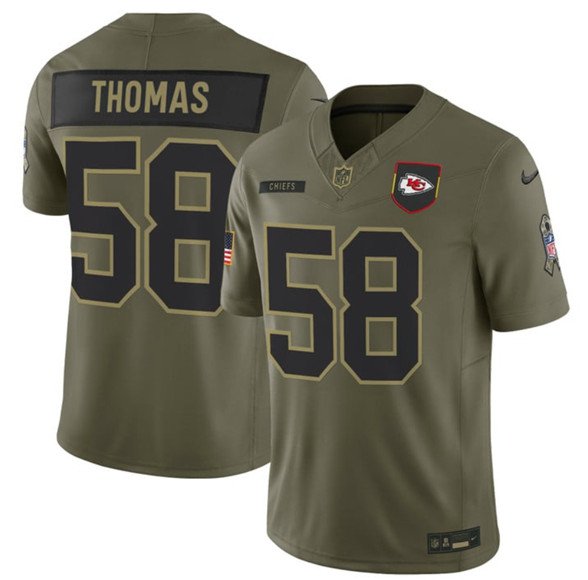 Kansas City Chiefs #58 Derrick Thomas Olive 2025 Salute to Service Limited Jersey
