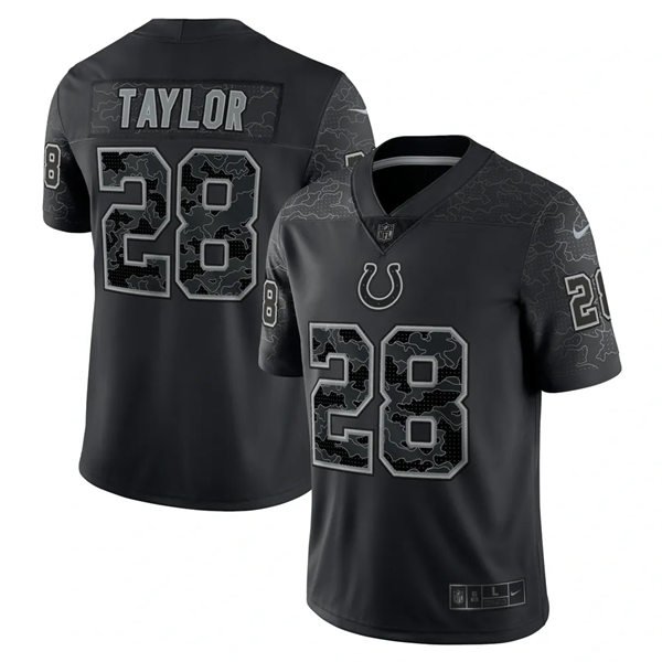 Indianapolis Colts #28 Jonathan Taylor Black Reflective Limited Jersey