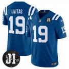 Indianapolis Colts #19 Johnny Unitas Blue 2025 F.U.S.E. Jim Irsay Patch Jersey