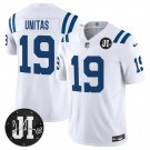 Indianapolis Colts #19 Johnny Unitas White 2025 F.U.S.E. Jim Irsay Patch Jersey