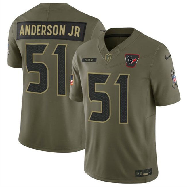 Houston Texans #51 Will Anderson Jr. Olive 2025 F.U.S.E. Salute to Service Limited Jersey