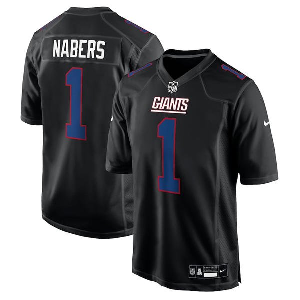 NYG #1 Malik Nabers Carbon Black Fashion Jersey