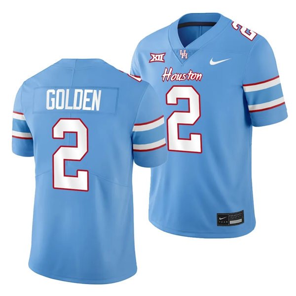 Houston Cougars #2 Matthew Golden Blue Oilers-Themed Retro Football Jersey