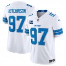 Detroit Lions #97 Aidan Hutchinson White 2025 F.U.S.E. With 2-Star C Jersey