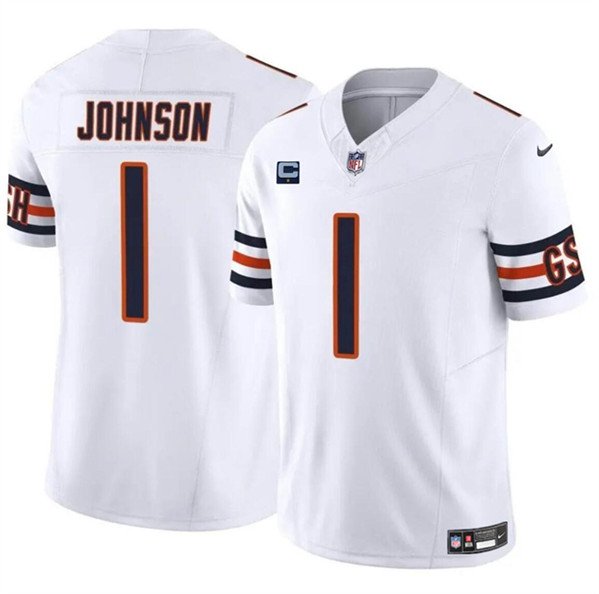 Chicago Bears #1 Jaylon Johnson White 2024 F.U.S.E. With 1-star C Patch Vapor Jersey