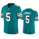 Men's Dolphins #5 Jalen Ramsey Aqua 2023 F.U.S.E. Vapor Throwback Stitched Jersey