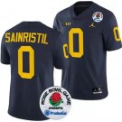 Michigan Wolverines #0 Mike Sainristil ROSE BOWL UNIFORM Football Navy Jersey