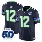 Seattle Seahawks #12 Fan Navy 2025 F.U.S.E 50th Season Patch Throwback Vapor Limited Jersey